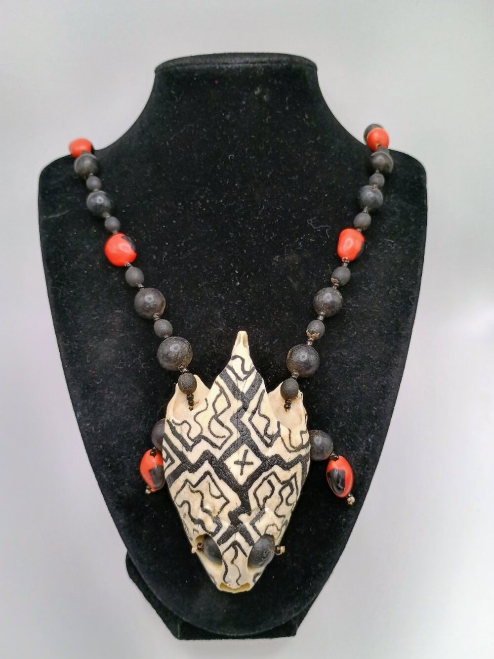 Hand-Painted Skull Pendant Necklace, Amulet for Protection and Good Luck
